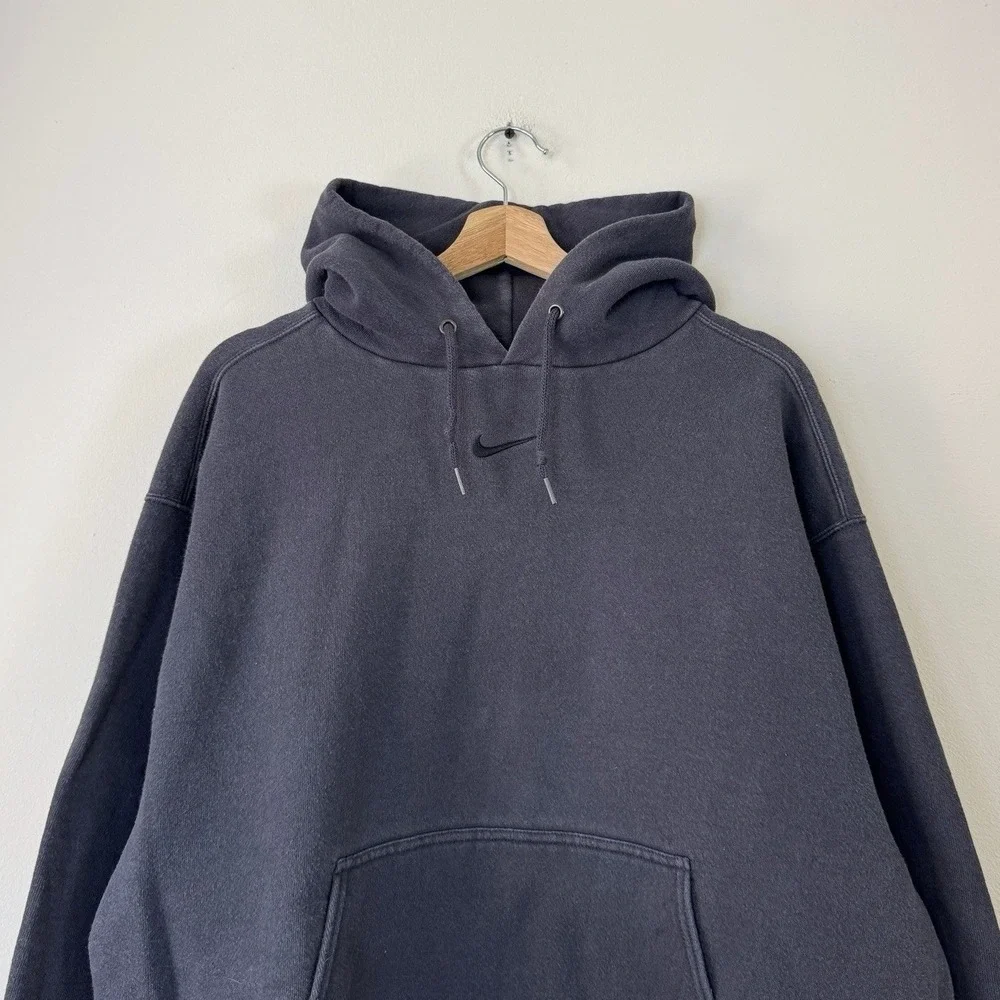 Vintage 90's Nike Center Swoosh Charcoal Black RARE Hoodie - Large